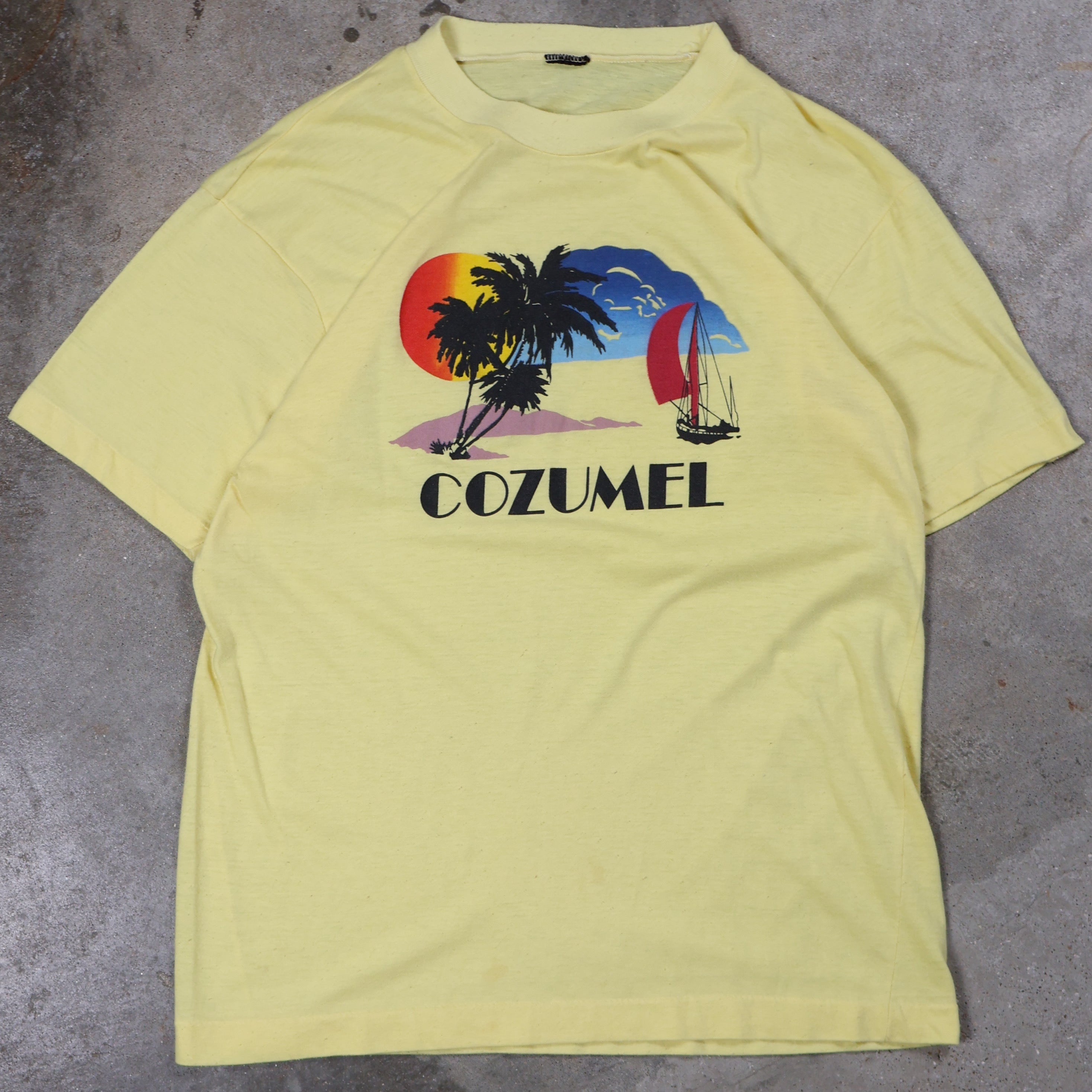 Yellow Cozumel 80s T-Shirt (Large)