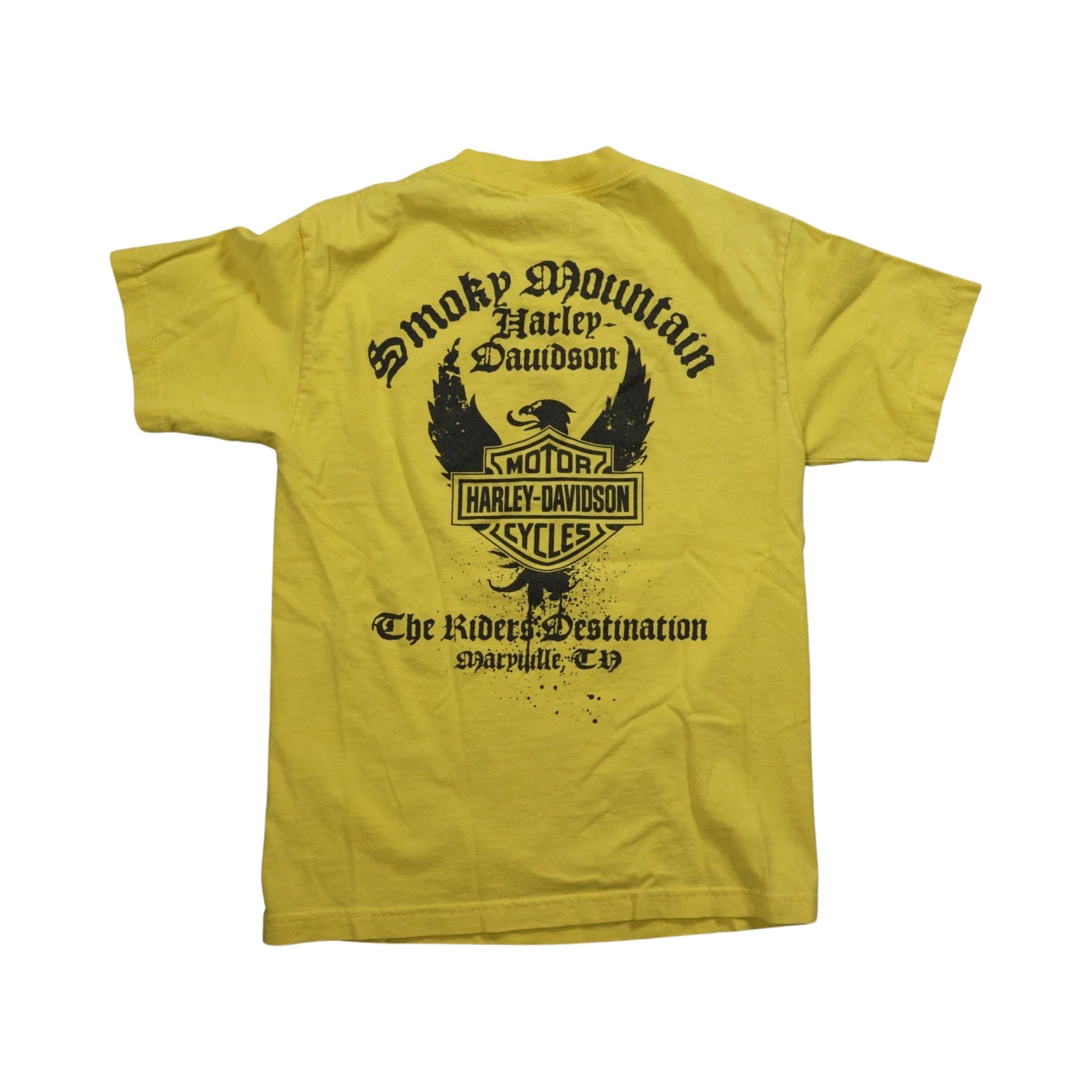 Yellow Harley Davidson Flames T-Shirt (Small)