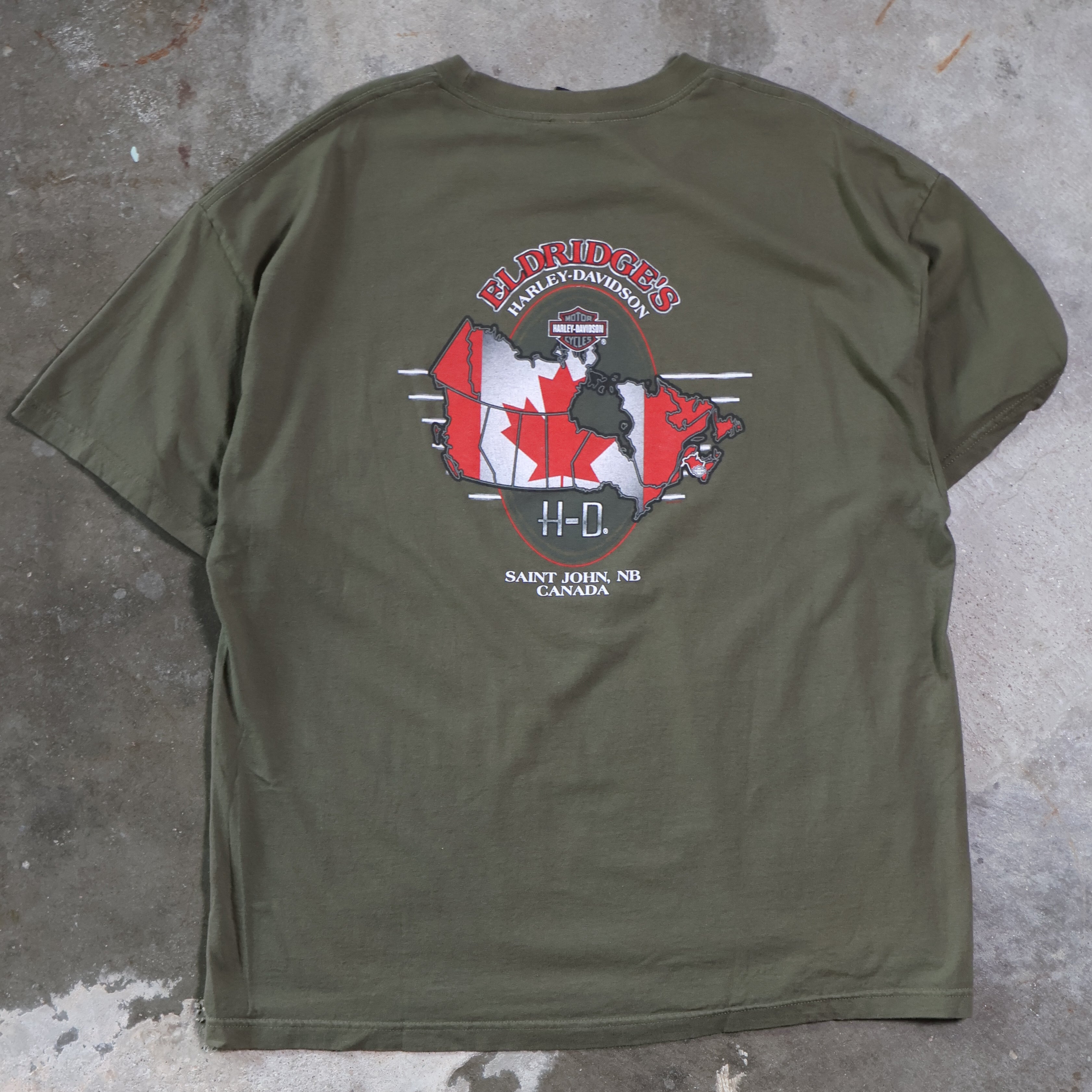 Army Green Harley Davidson Canada T-Shirt 2007 (XXL)