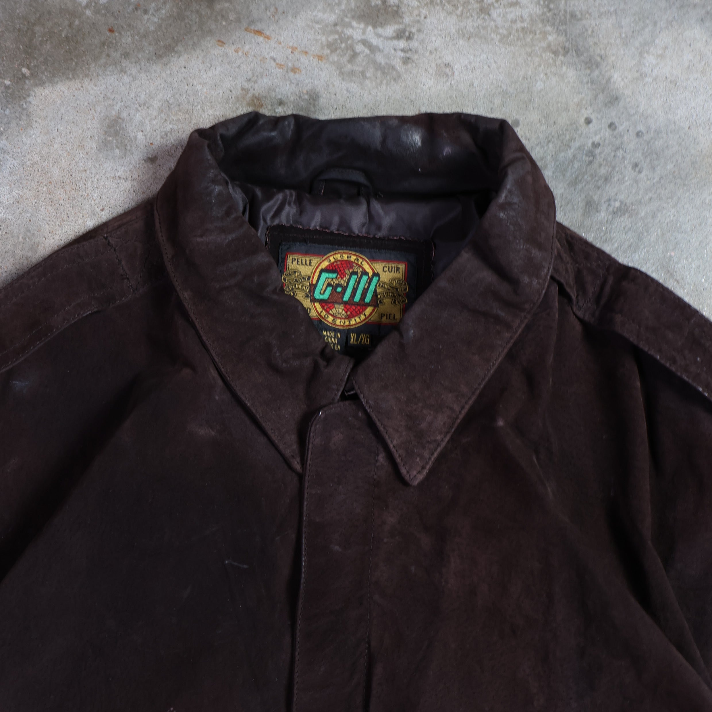 G-III Brown Leather Jacket 90s (XL)