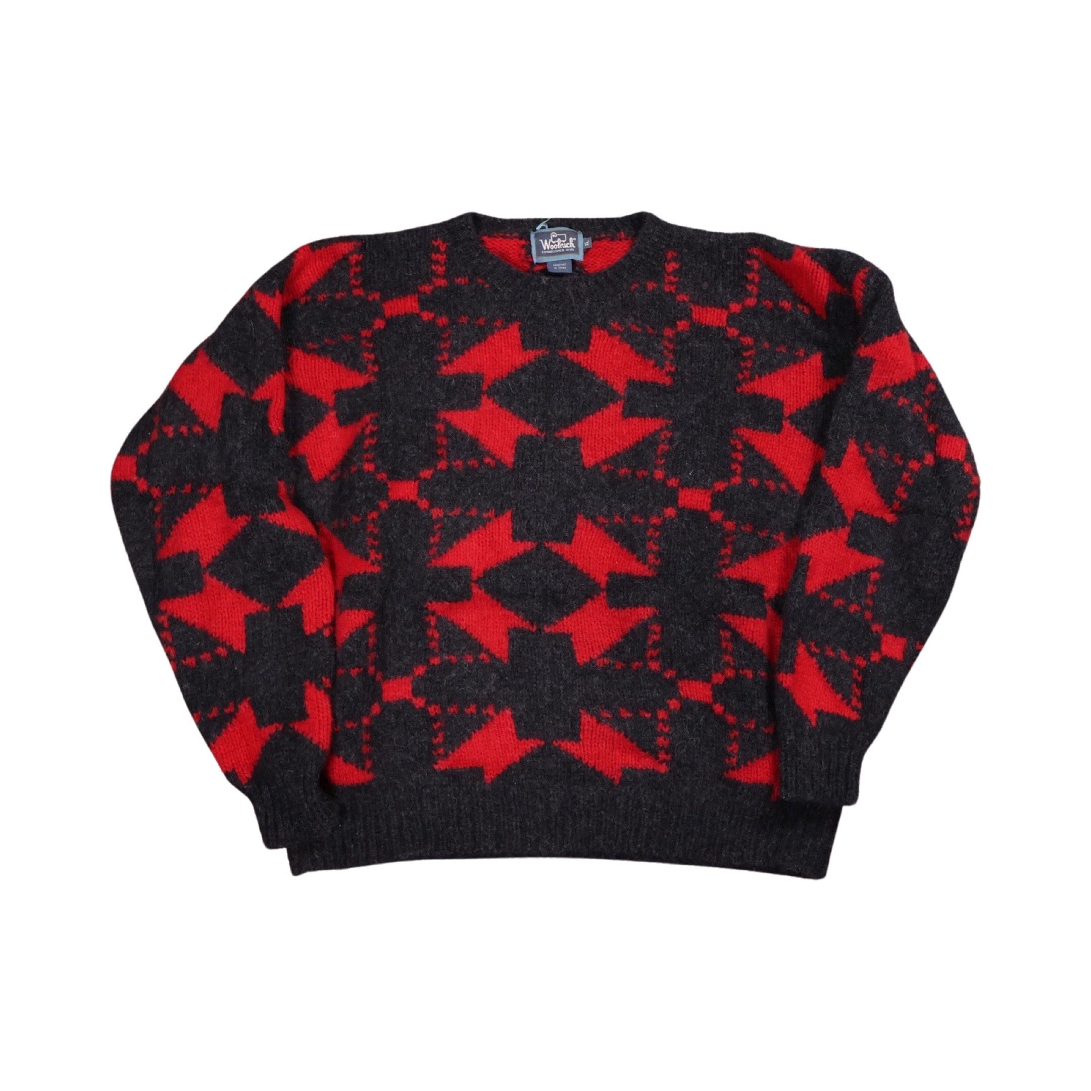 Woolrich Red/Black 90s Heavy Knit Sweater (XL)