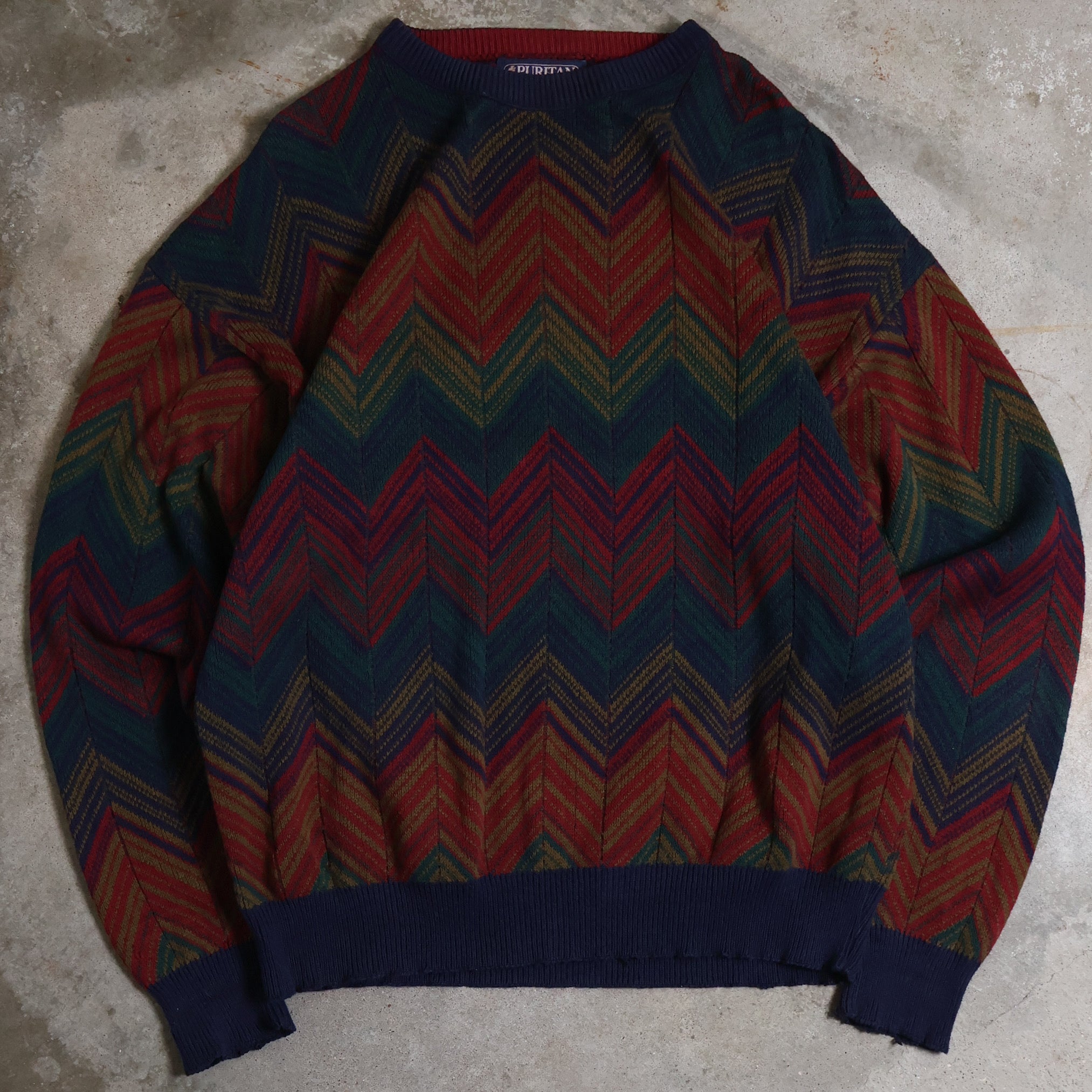 Diagonal Pattern Knit Sweater 90s (Large)