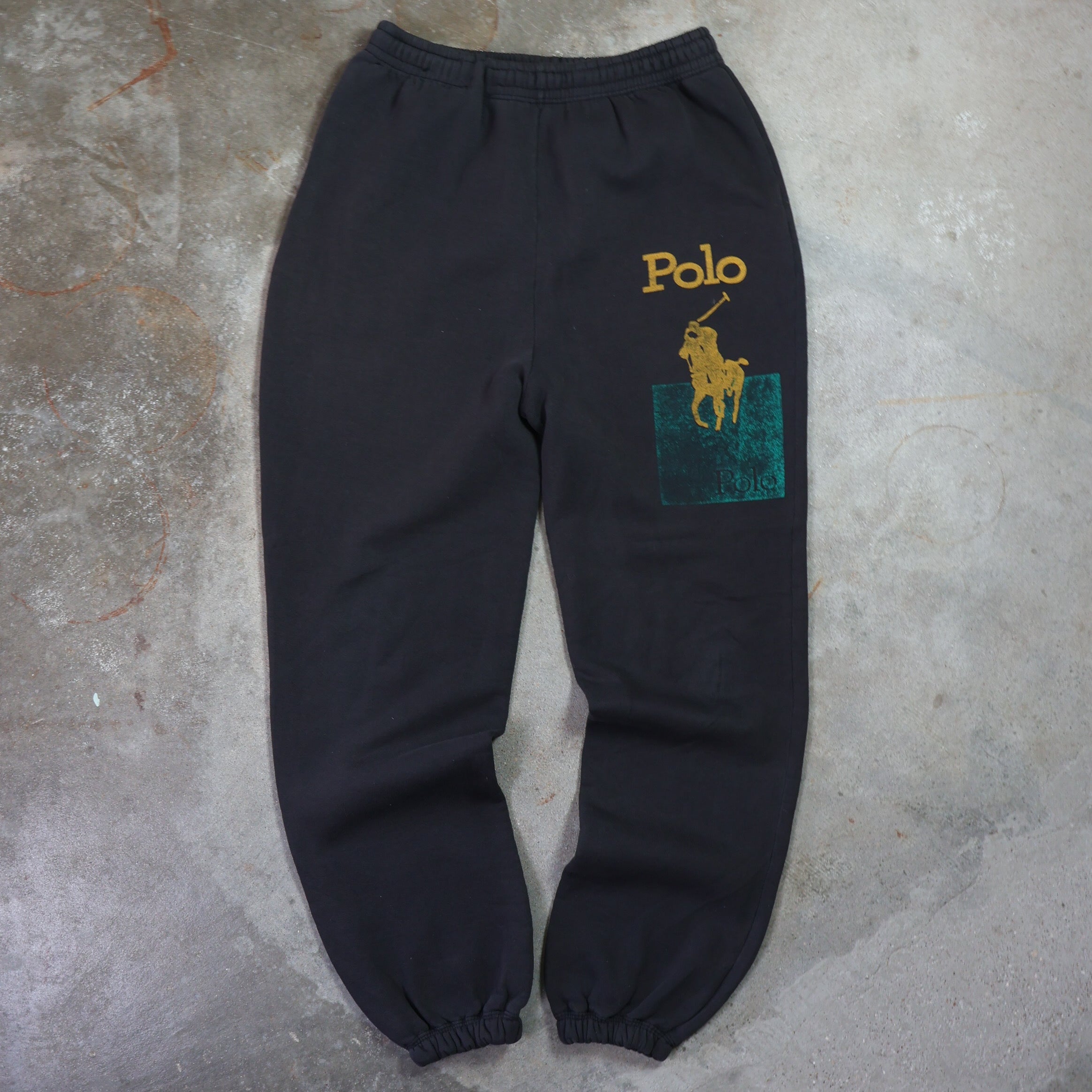 Black Polo Bootleg Sweatpants 90s (Large)