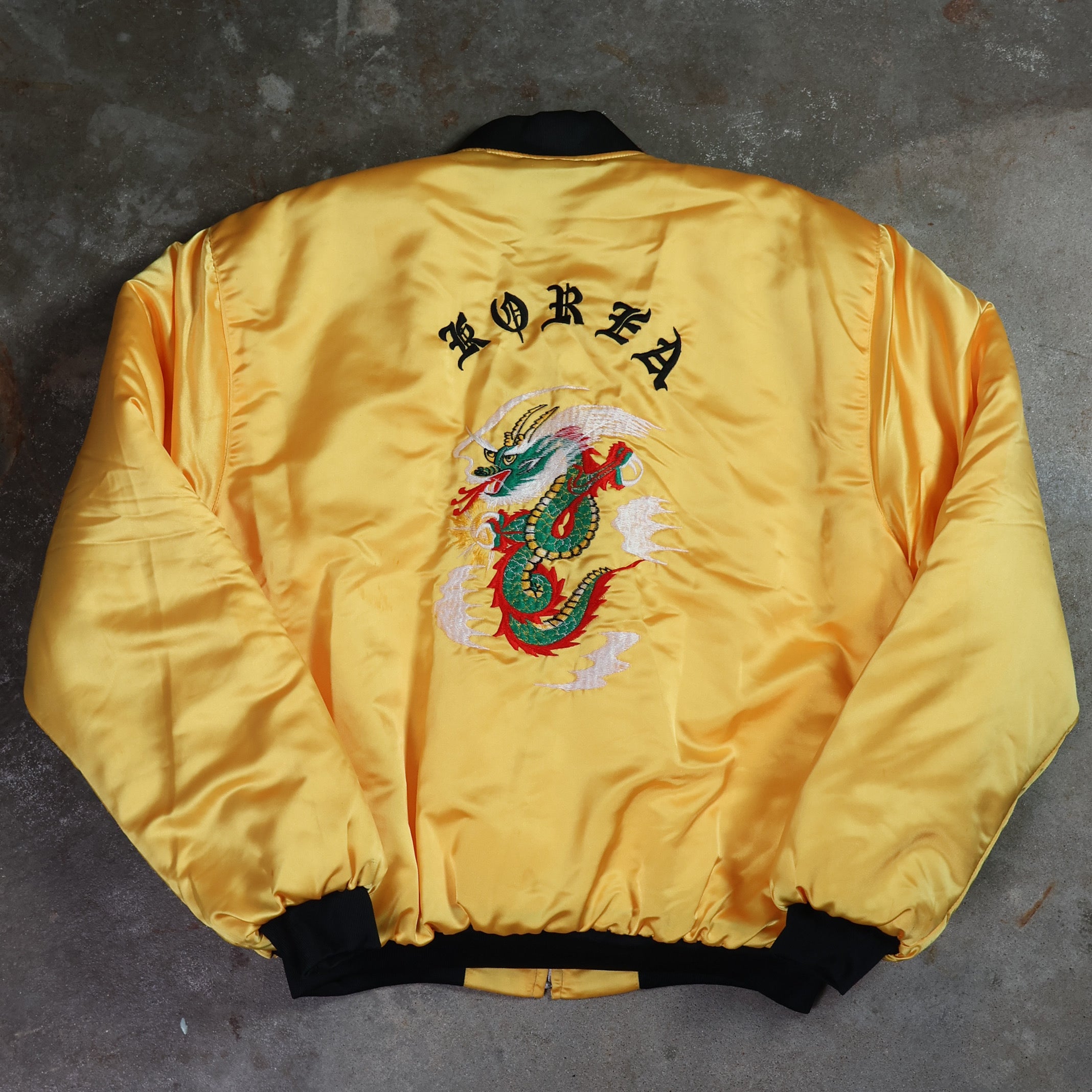 Yellow Korea Satin Bomber Jacket 90s (Large)