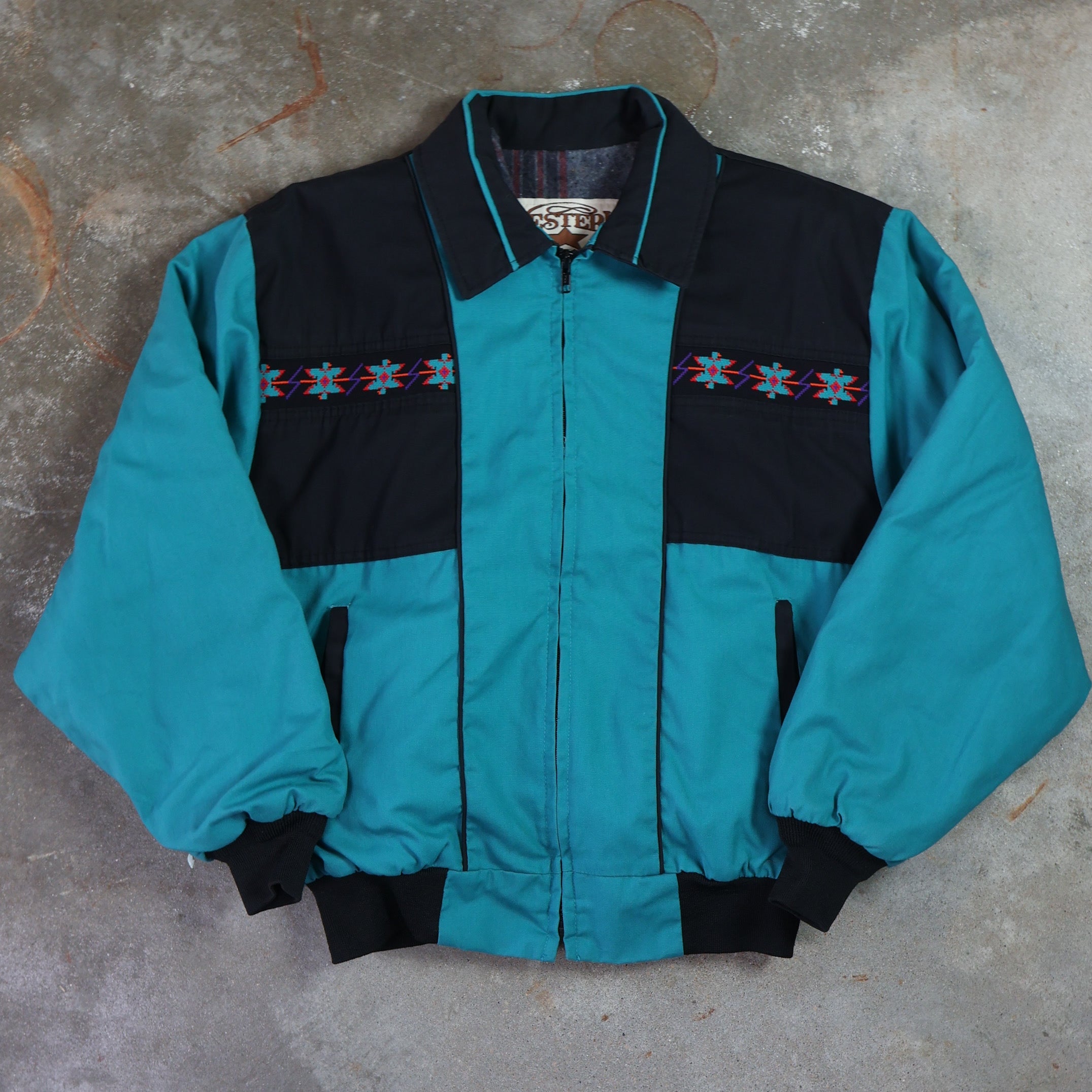 Aqua Aztec Western Jacket 90s (Large)