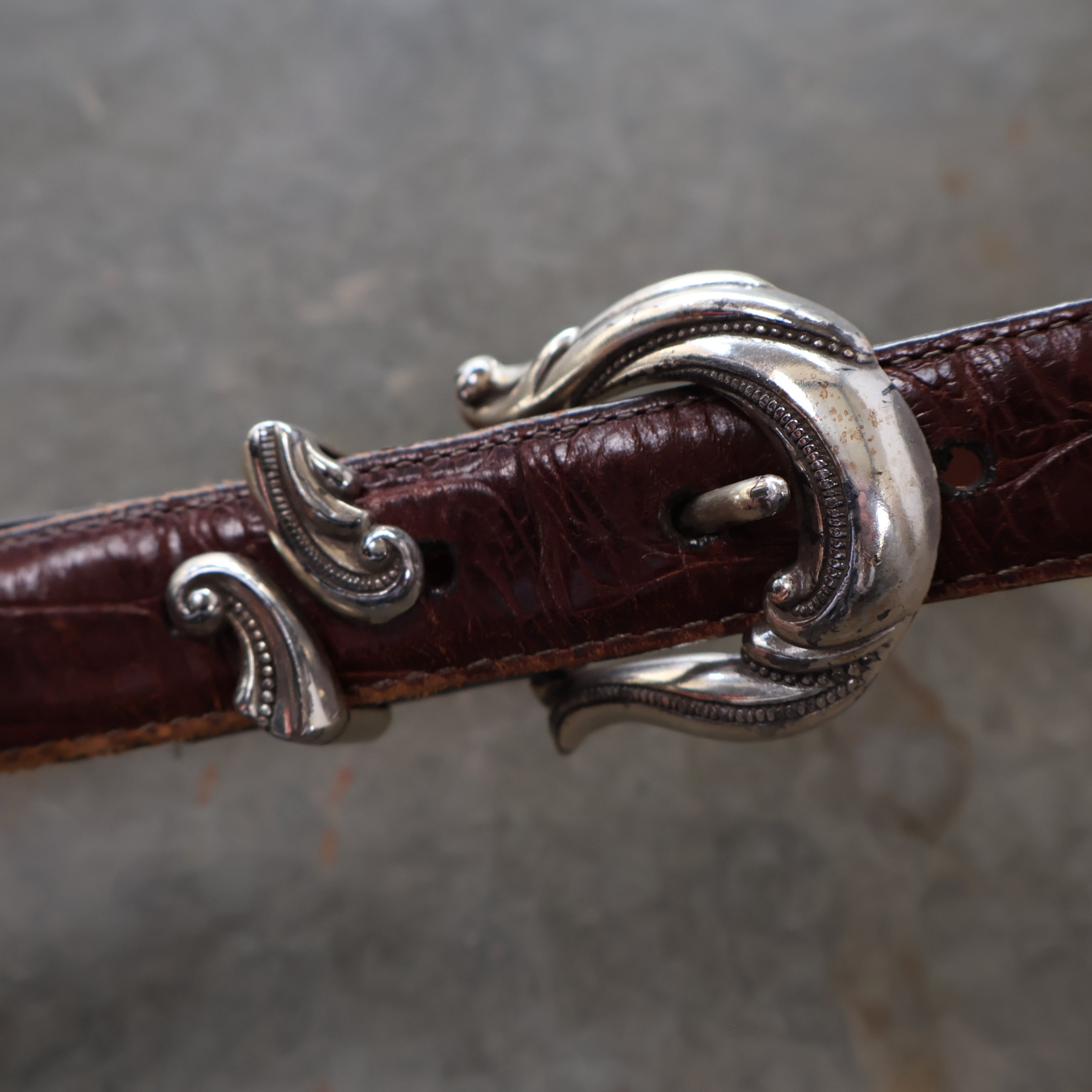 Brown Leather Belt with Metal Details