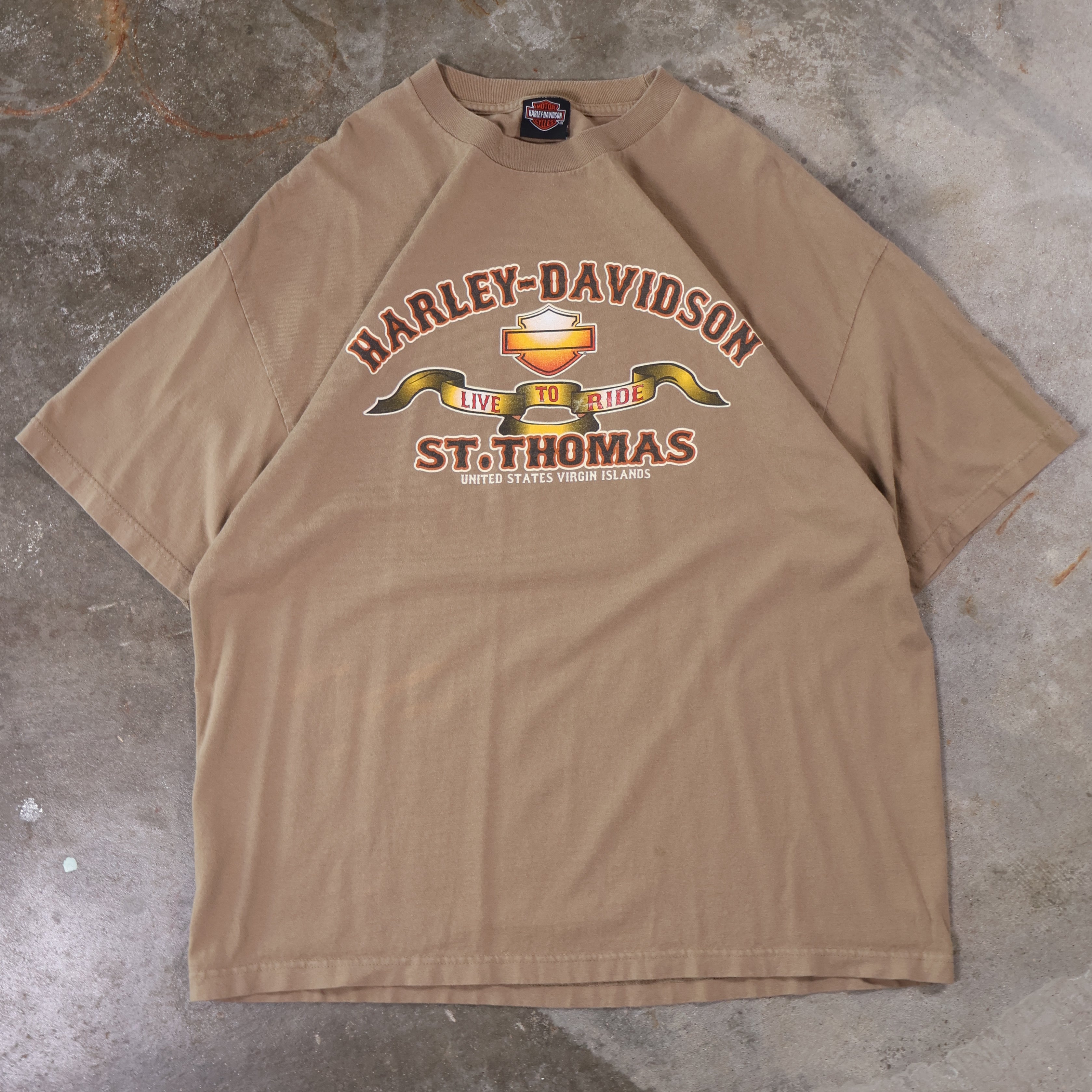 Tan Harley Davidson St.Thomas T-Shirt 00s (XXL)