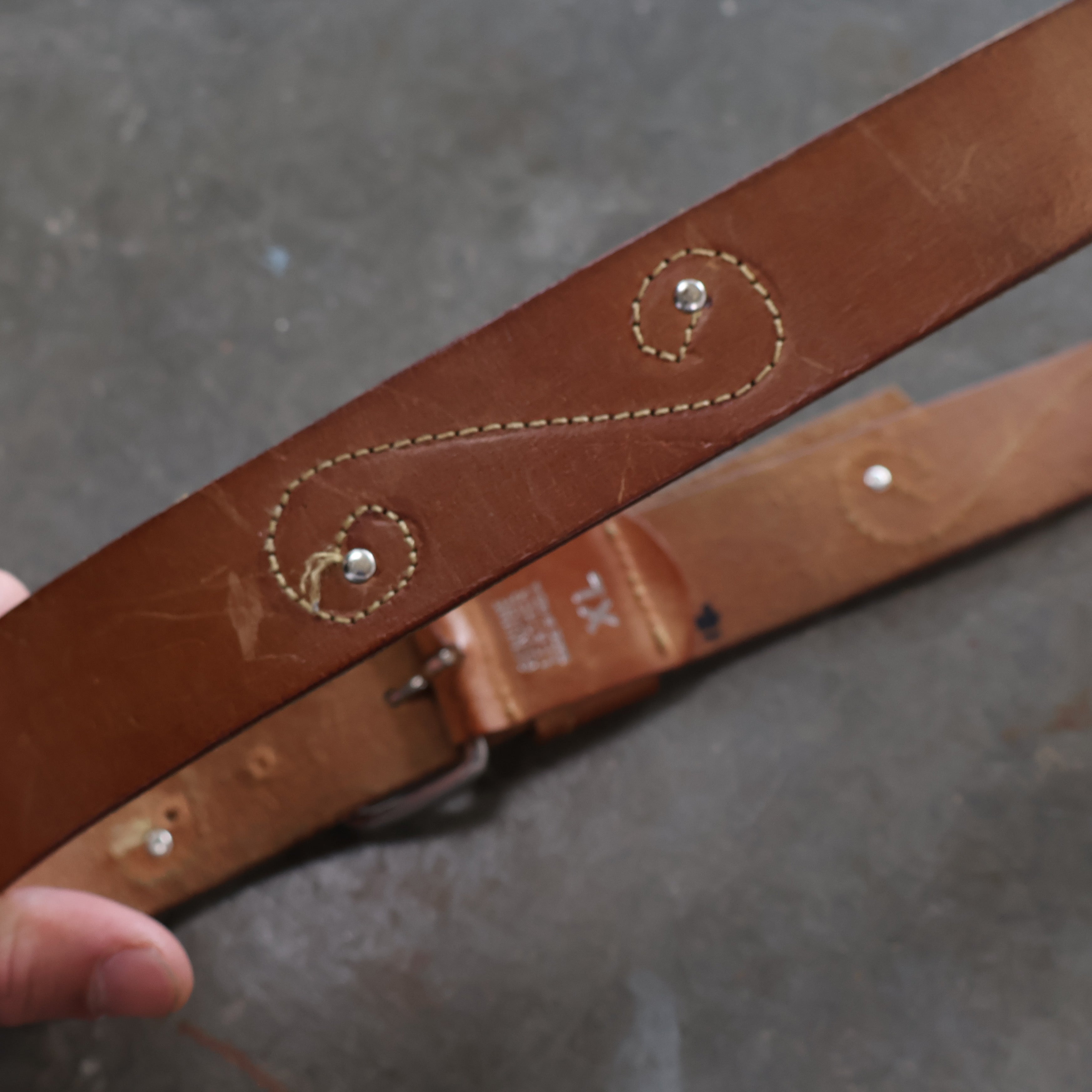 Tan Studded Genuine Leather Belt