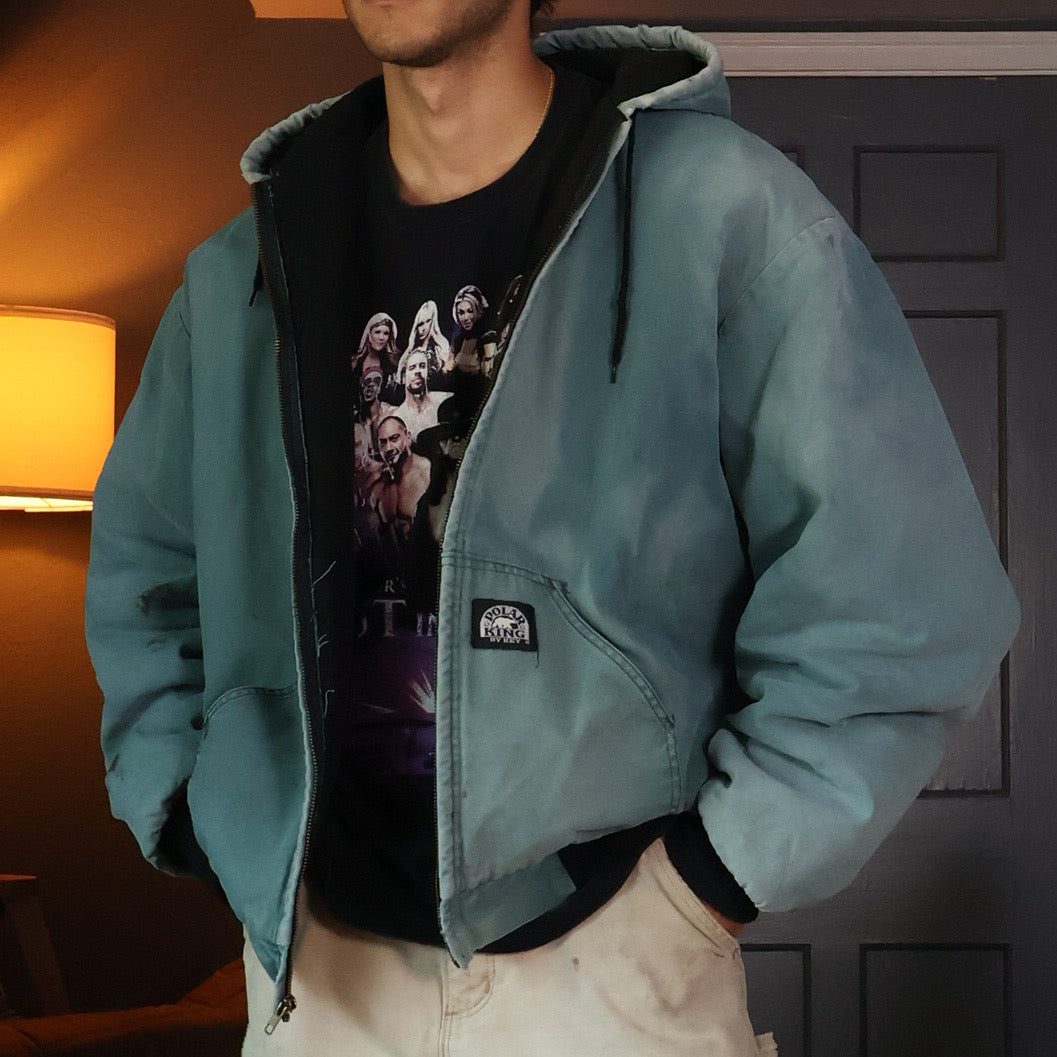 Faded Aqua Key Canvas Work Jacket 90s (XXL)