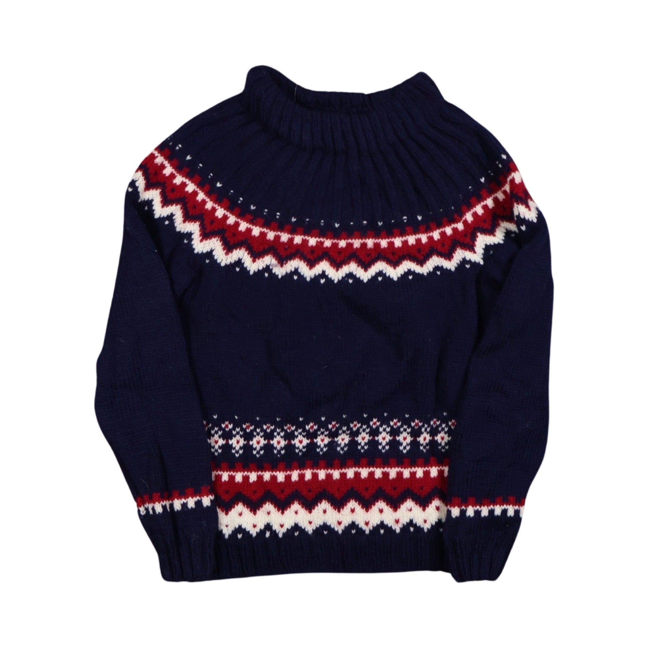 Navy/Red 80s Knit Sweater (Small)