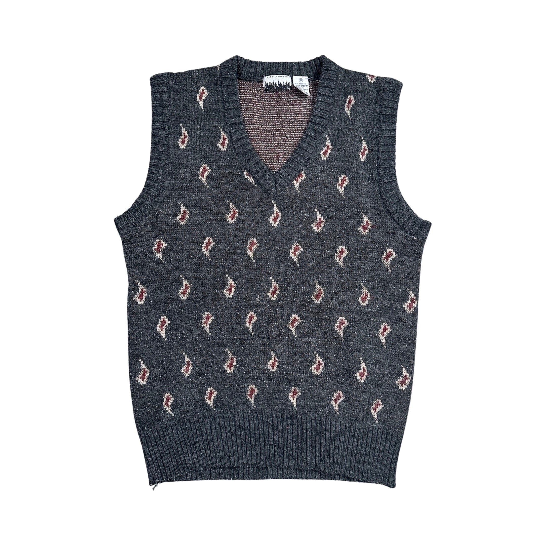 Gray Paisley Sweater Vest (Medium)
