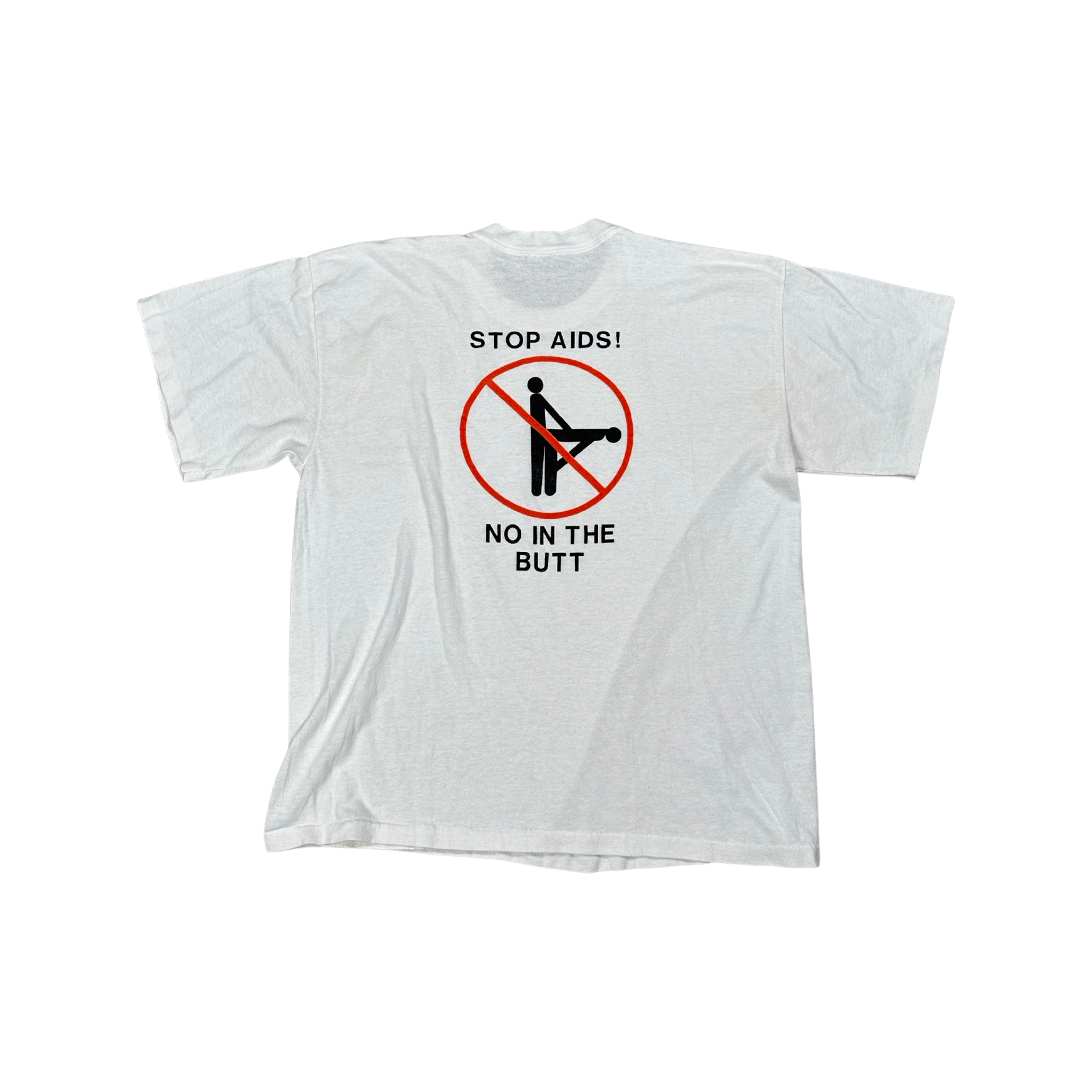 Stop AIDS! No Butt Stuff 80s T-Shirt Grail (Large)