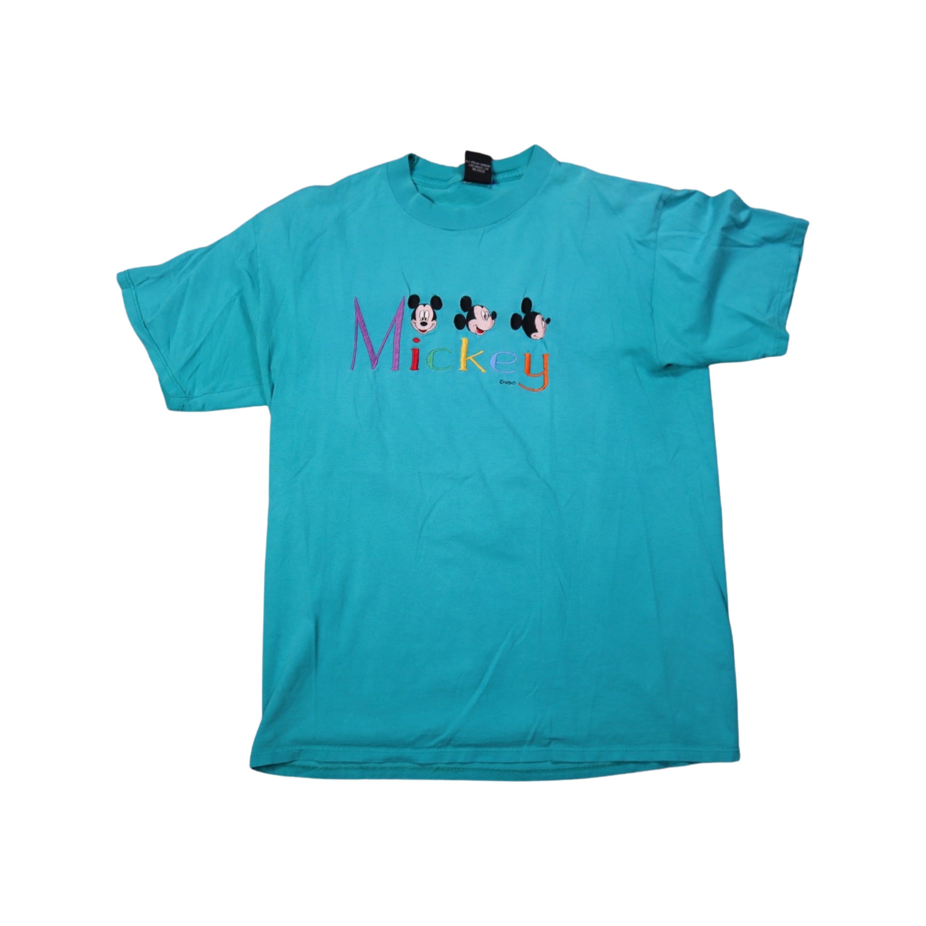 Teal Mickey Mouse 90s T-Shirt (Large)