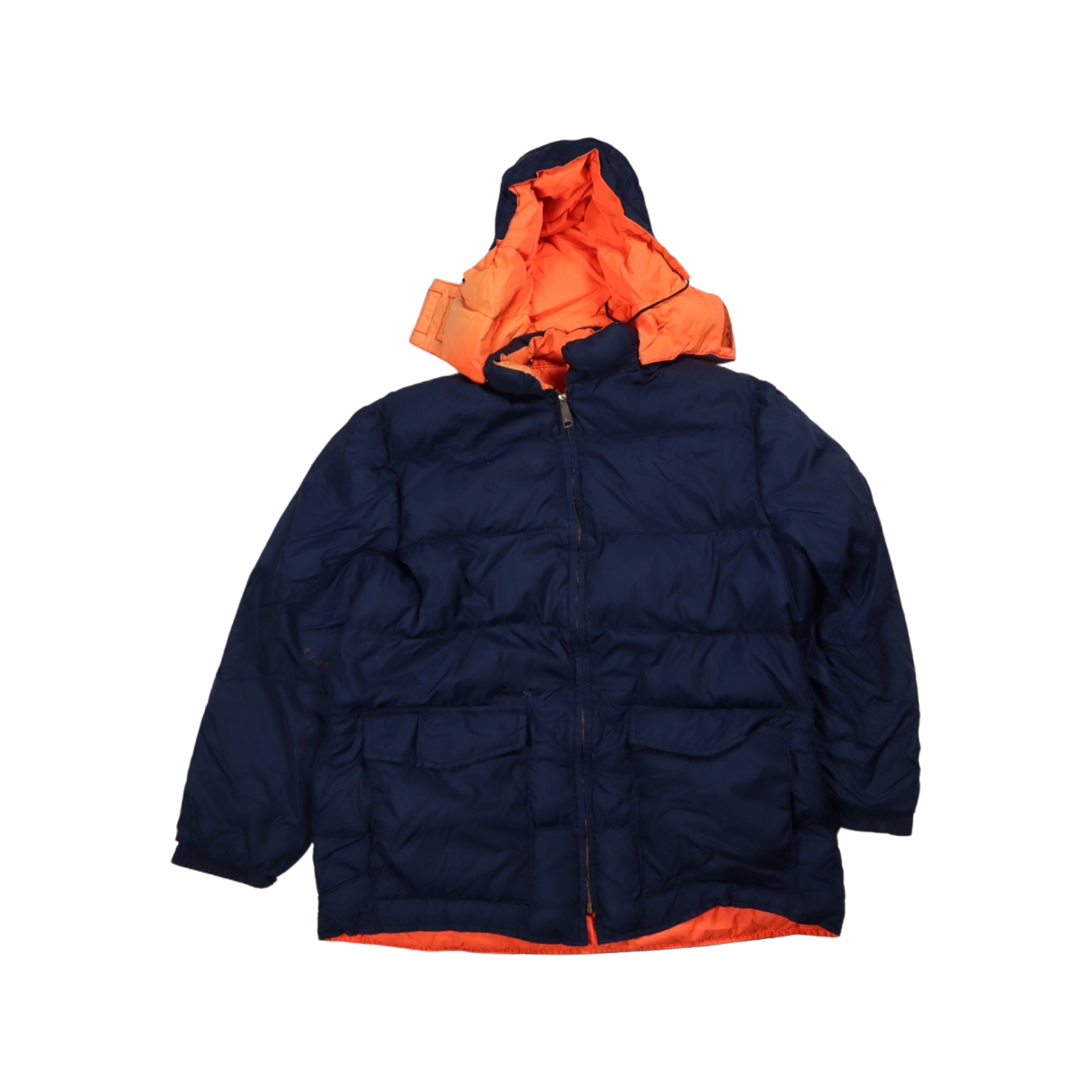 Reversible Orange/Navy 70s/80s Down Puffer Jacket Essential (Large)